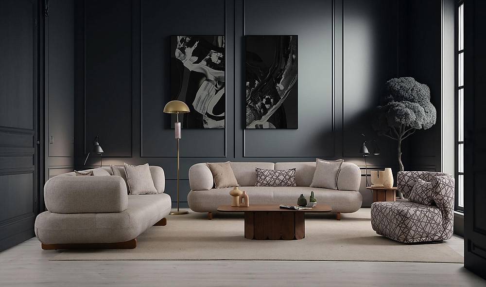 Brown Koltuk Takımı - Yataklı - Ahşap Ayaklı Koltuk Takımı