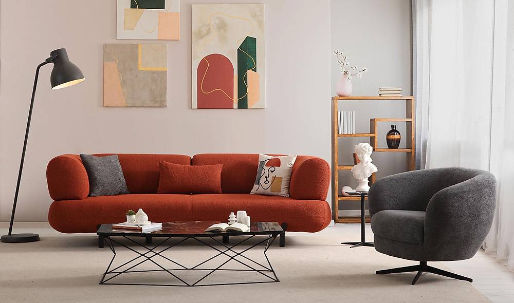 Brown Koltuk Takımı - Yataklı - Metal Ayaklı Koltuk Takımı