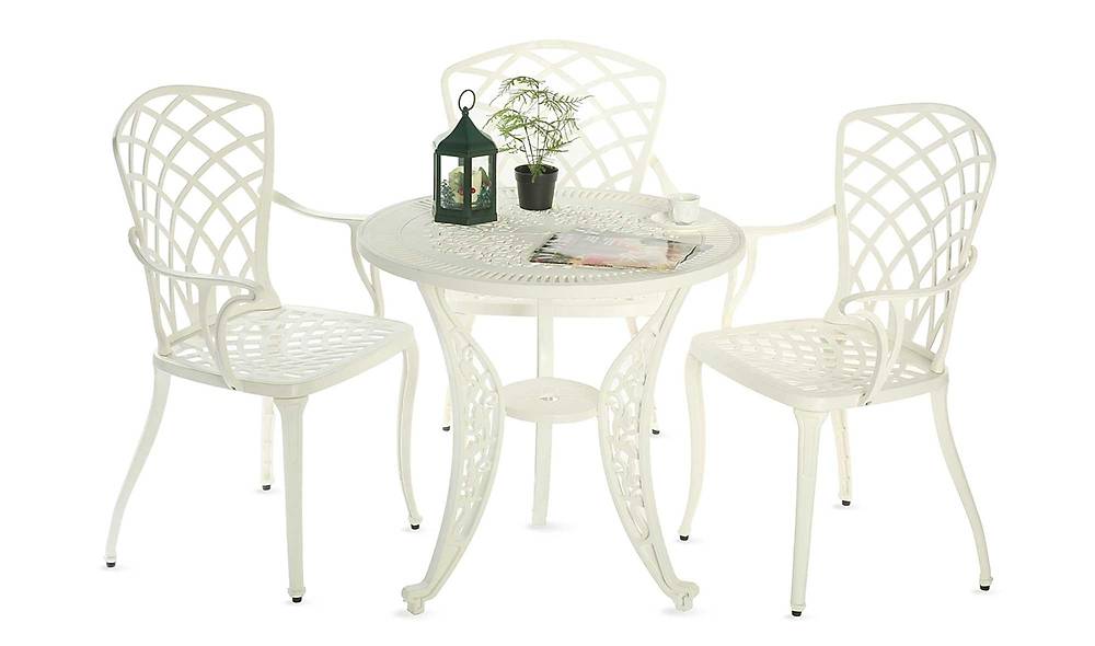 Arbella Beyaz Balkon - Bahçe Çay Seti - Yuvarlak Bahçe Mobilyası