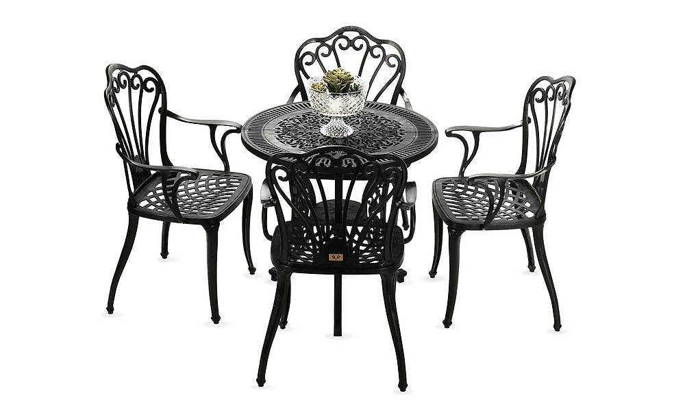 Gaia Siyah Balkon - Bahçe Çay Seti - Yuvarlak Bahçe Mobilyası