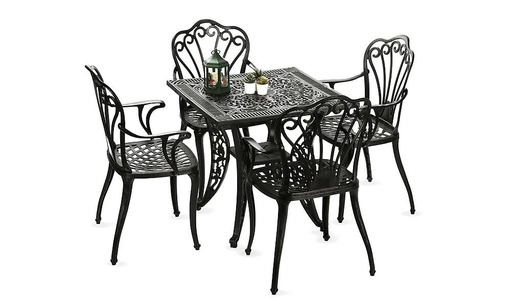 Gaia Siyah Balkon - Bahçe Çay Seti - Kare Bahçe Mobilyası