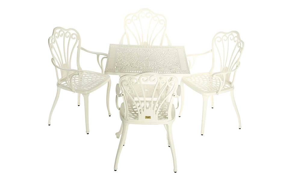 Gaia Beyaz Balkon - Bahçe Çay Seti - Kare Bahçe Mobilyası