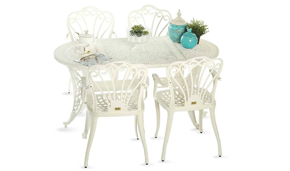 Gaia Bahçe Masa Takımı - Beyaz Bahçe Mobilyası