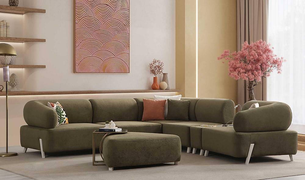 Ramona Köşe Takımı - Haki Köşe Koltuk