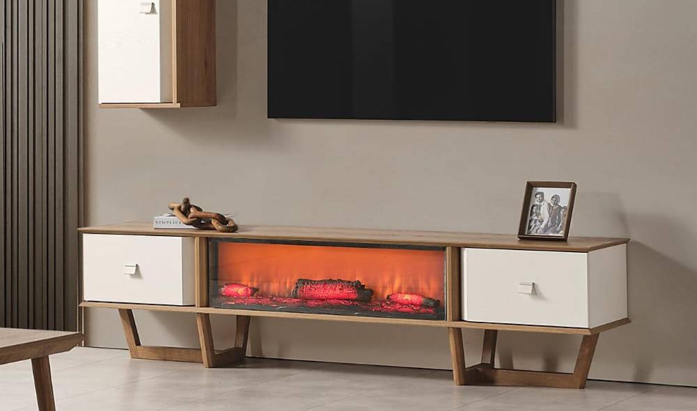 Naturel Tv Ünitesi - Şömineli TV Ünitesi