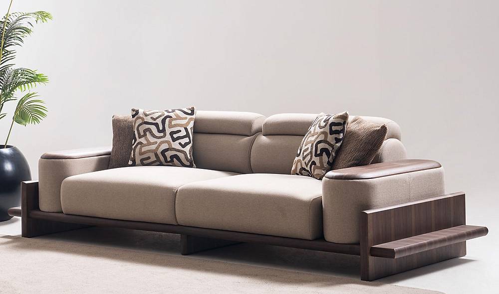 Alya Koltuk Takımı - Kahve - Ahşap Kollu Koltuk Takımı