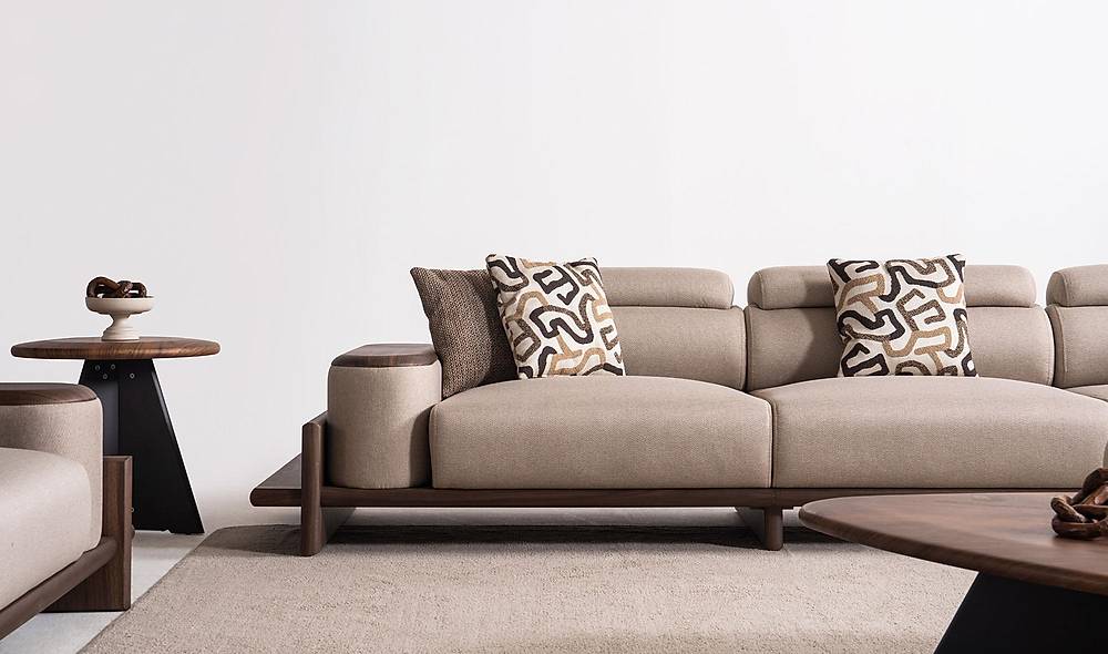 Alya Koltuk Takımı - Kahve - Ahşap Kollu Koltuk Takımı