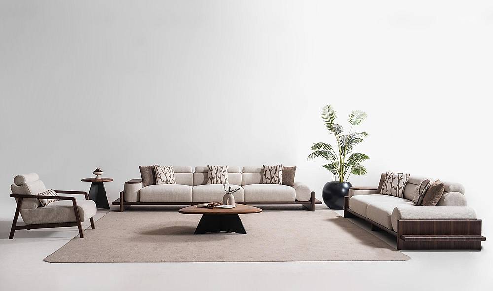 Alya Koltuk Takımı - Krem - Çap Kol Koltuk Takımı