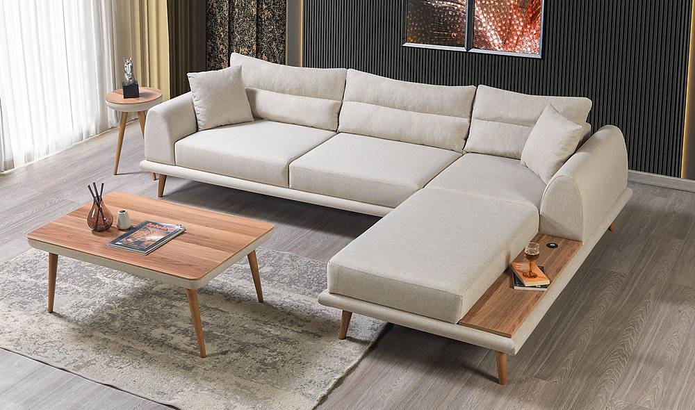 Tiara Köşe Takımı - Krem Köşe Koltuk