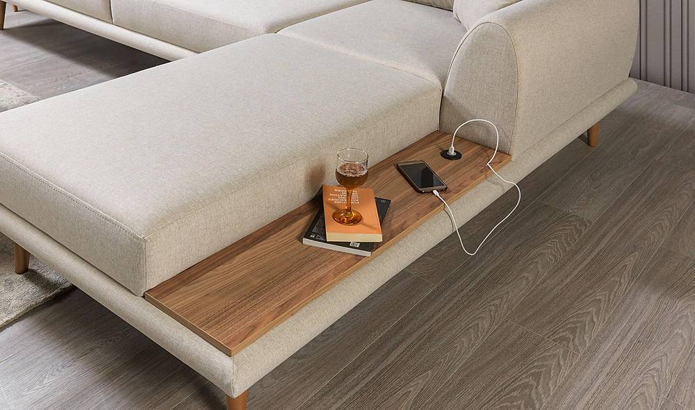 Tiara Köşe Takımı - Krem Köşe Koltuk