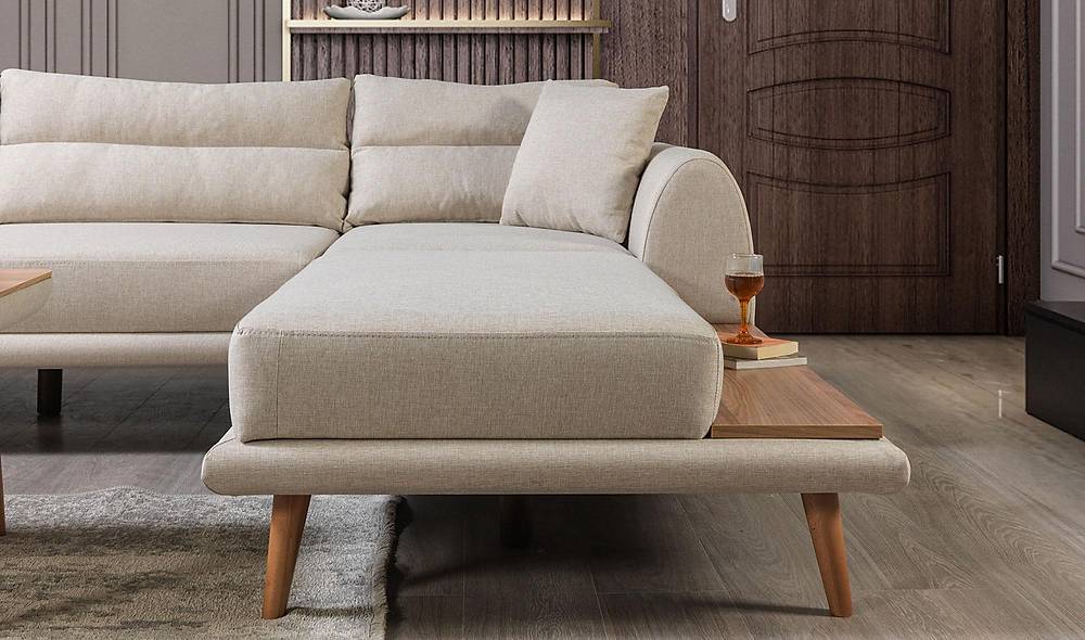 Tiara Köşe Takımı - Krem Köşe Koltuk