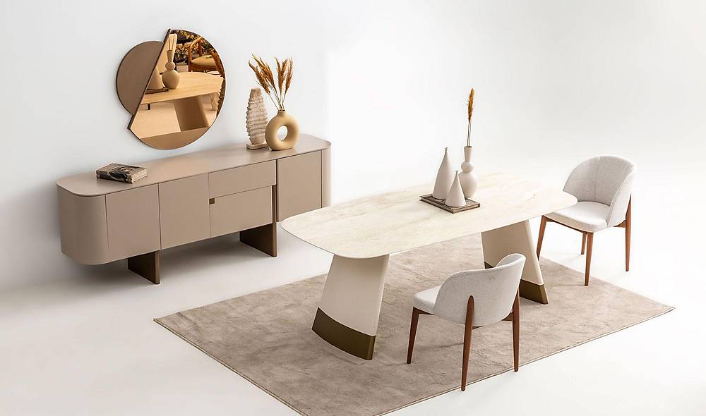 Penora Yemek Odası - Bej - Gold Yemek Odası