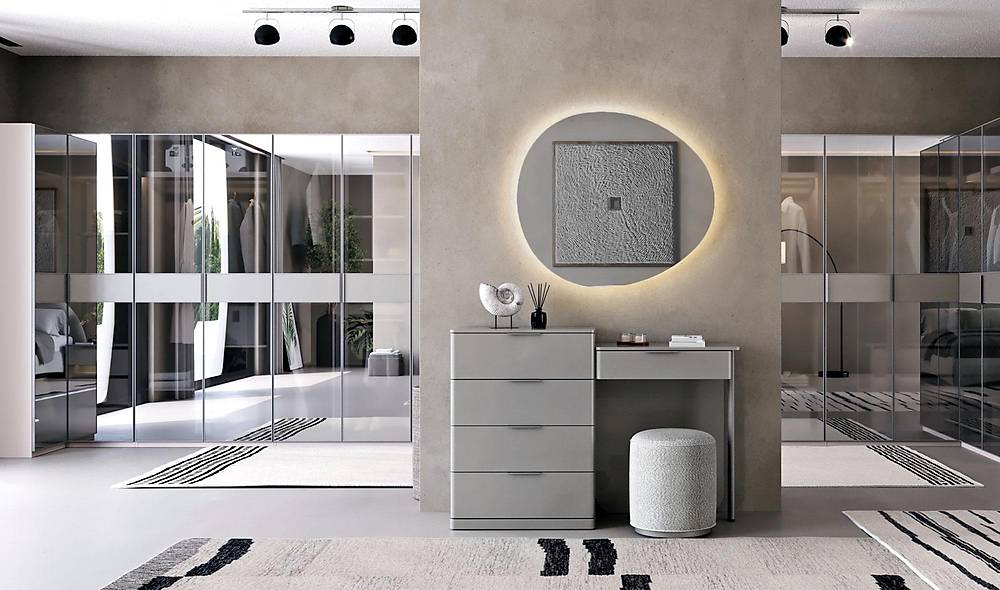 Odessa Bazalı Yatak Odası - Köşe Dolaplı Giyinme Odası