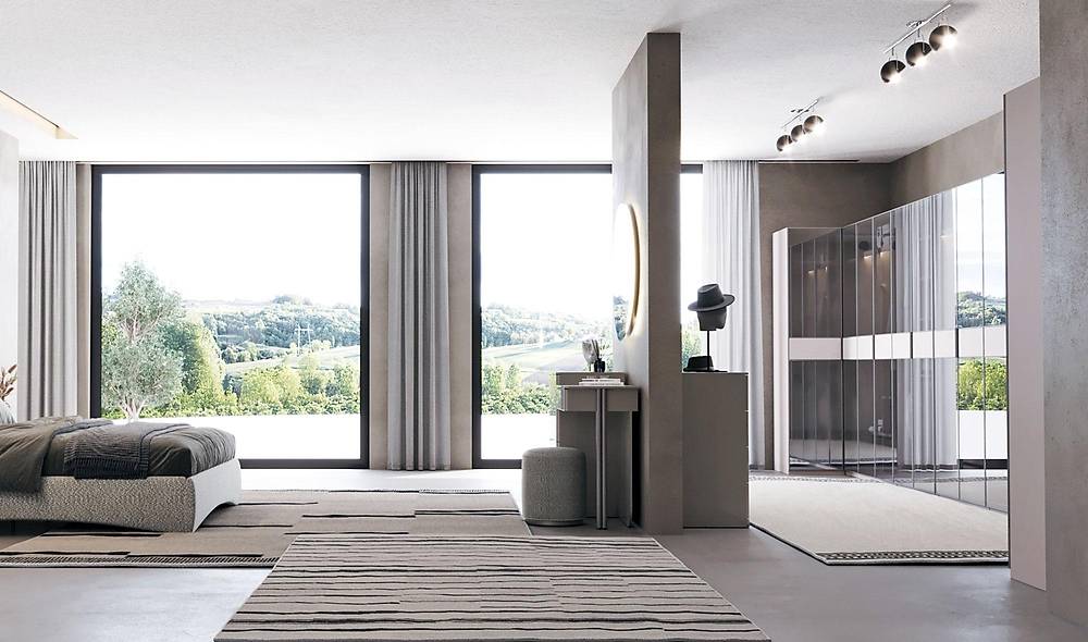 Odessa Bazalı Yatak Odası - Köşe Dolaplı Giyinme Odası