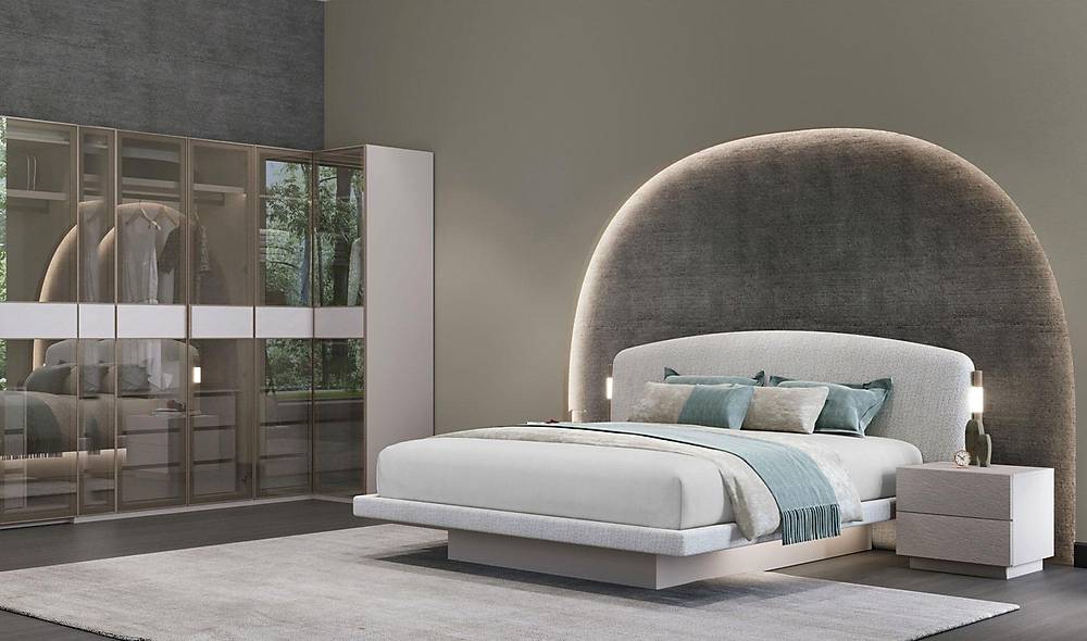 Lenova Bazalı Yatak Odası - Köşe Dolaplı Giyinme Odası