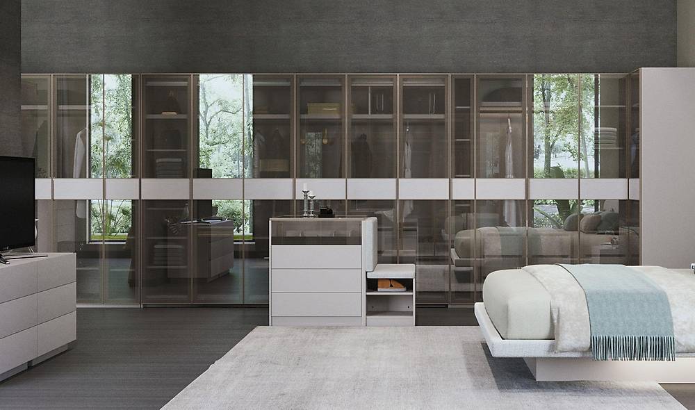 Lenova Bazalı Yatak Odası - Köşe Dolaplı Giyinme Odası