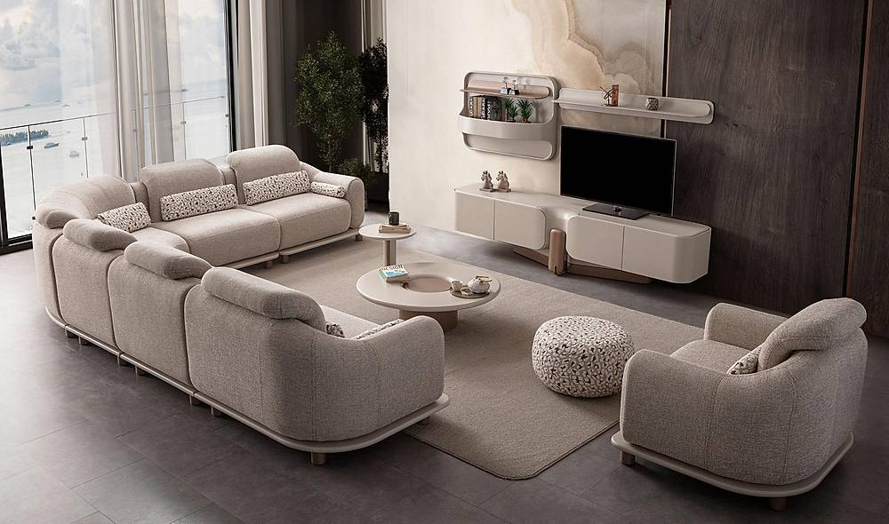 Rozy Köşe Takımı - Krem Köşe Koltuk