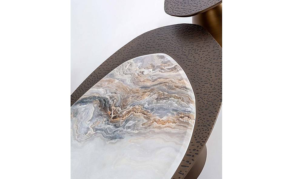 Wave Orta Sehpa Seti - Brass Sehpa ve Aksesuar