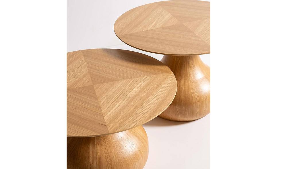 Chia İkili Sehpa Seti - Meşe Sehpa ve Aksesuar