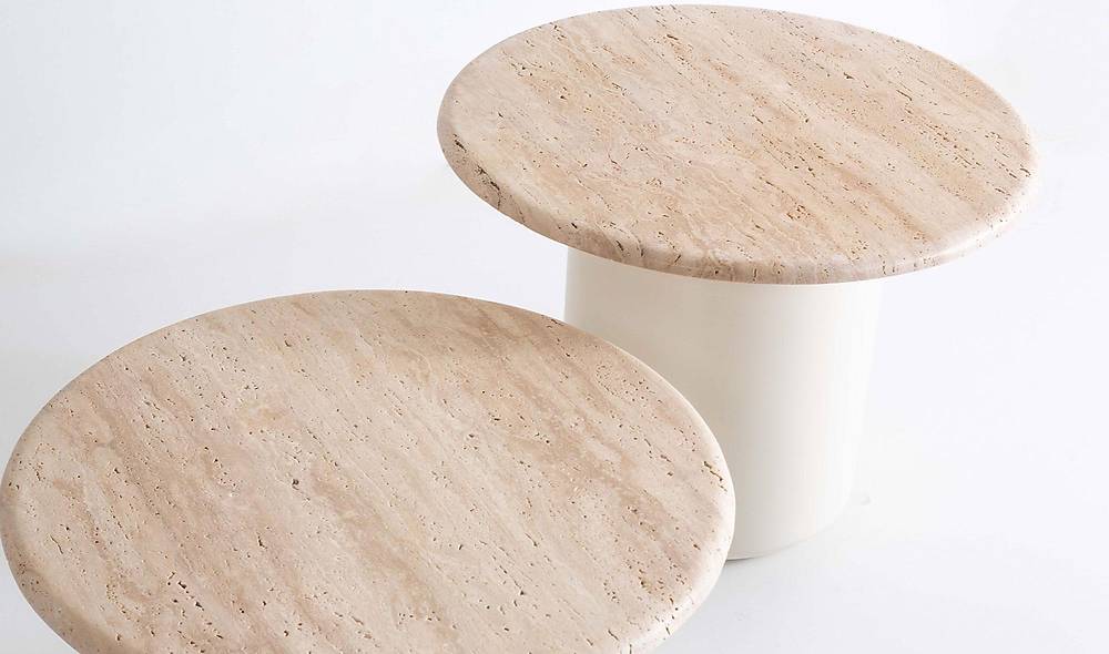 Emily Sehpa Seti - Traverten Mermer Sehpa ve Aksesuar