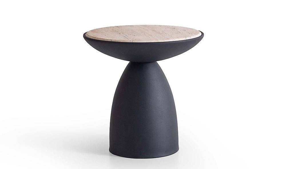 Joy Sehpa Seti - Siyah - Traverten Sehpa ve Aksesuar