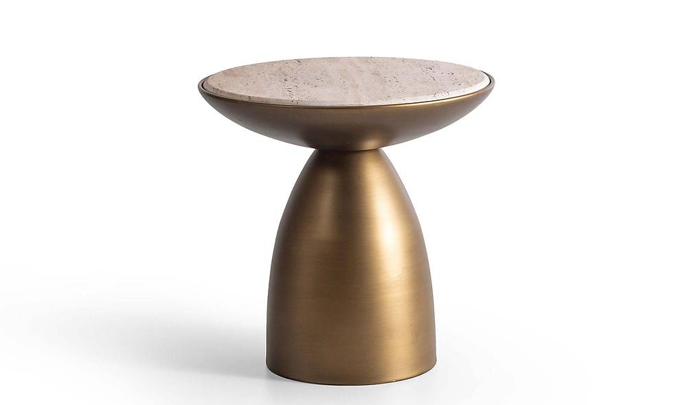 Joy Sehpa Seti - Brass - Traverten Sehpa ve Aksesuar