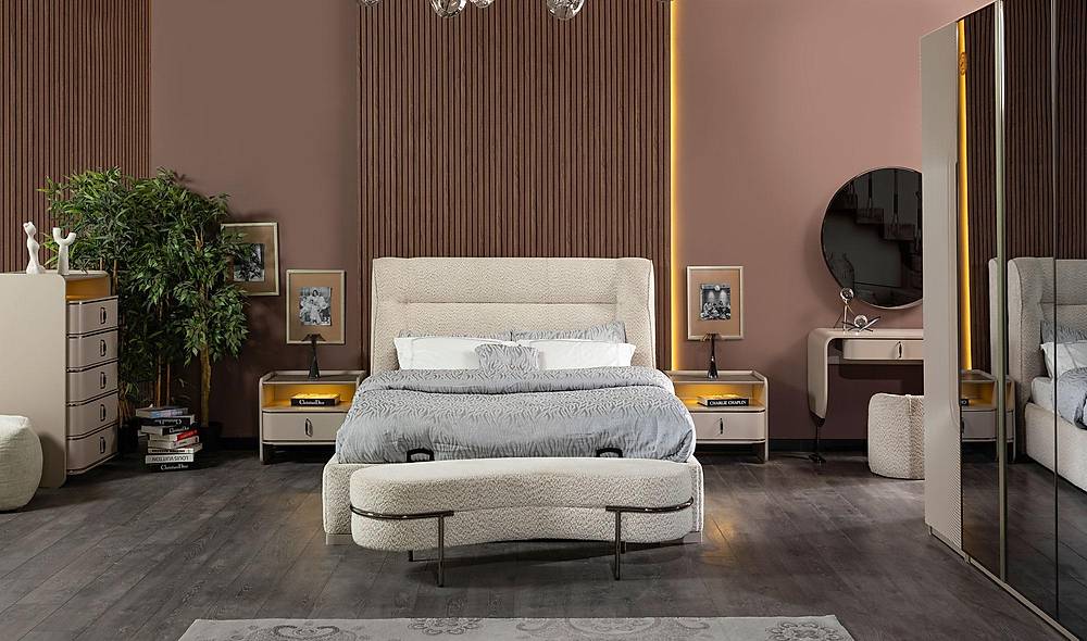 Milano Bazalı Yatak Odası - Köşe Dolaplı