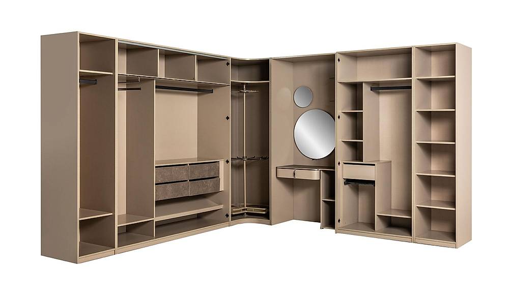 Milano Bazalı Yatak Odası - Köşe Dolaplı Giyinme Odası