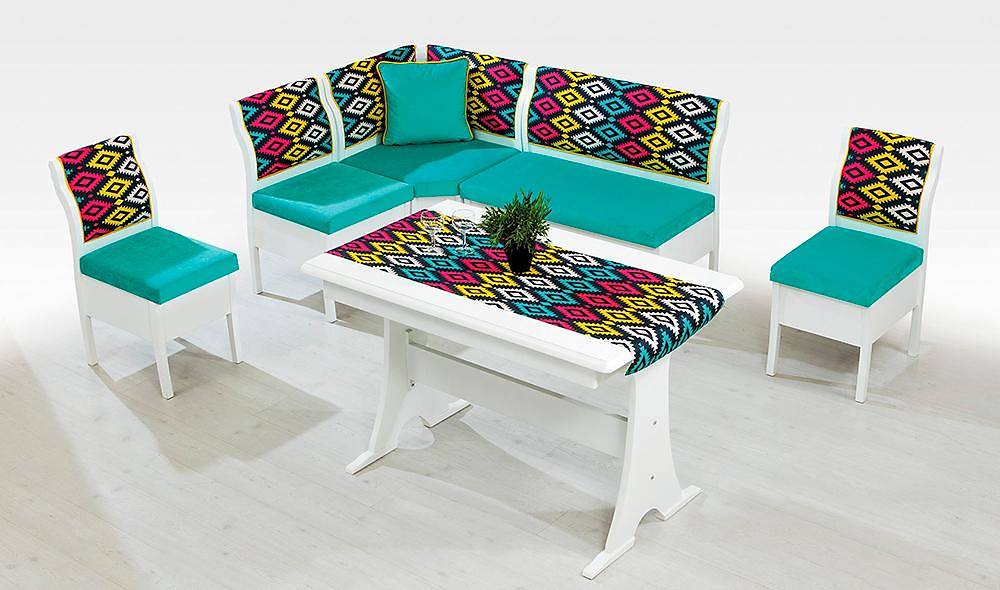 Aras Mutfak Köşe Takımı - Turkuaz Masa Sandalye