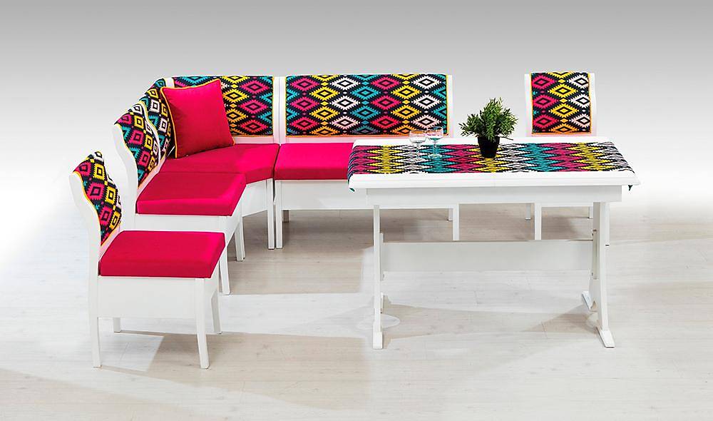 Aras Mutfak Köşe Takımı - Pembe Masa Sandalye