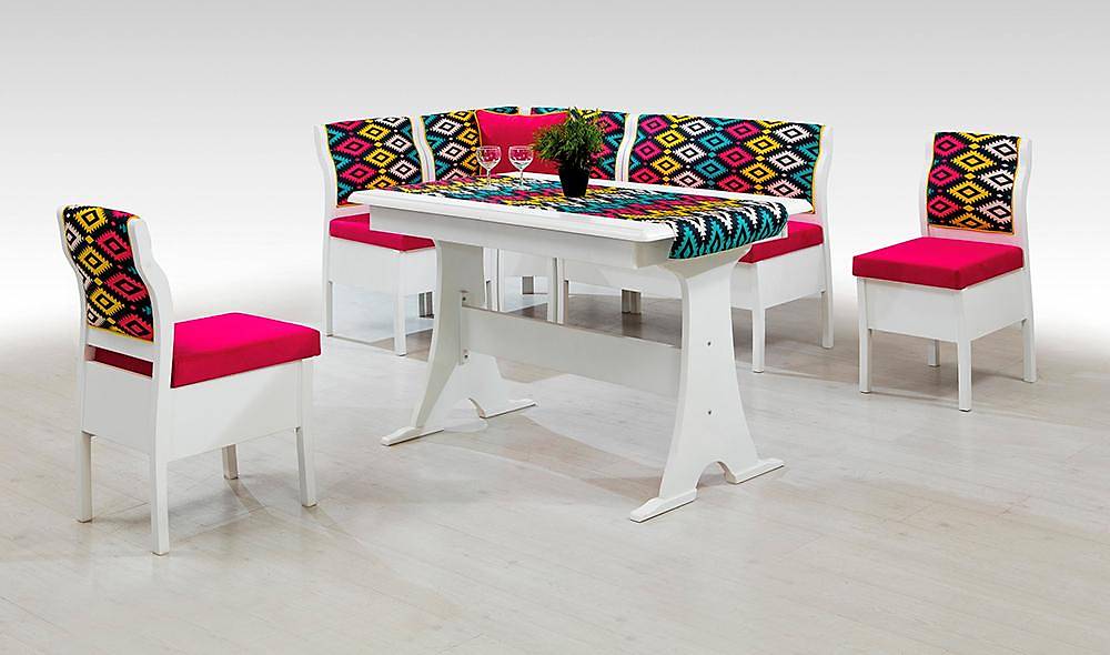 Aras Mutfak Köşe Takımı - Pembe Masa Sandalye