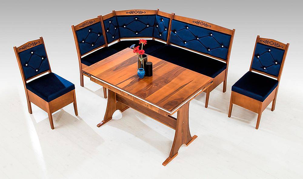 Avangarde Mutfak Köşe Takımı Ceviz - Mavi Masa Sandalye