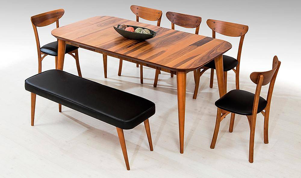 Konik Büyük Yemek Masası Takımı - Ceviz Yemek Masası Takımı