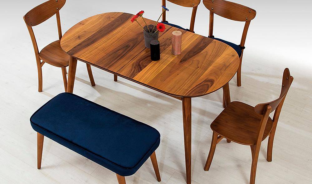 Konik Yemek Masası Takımı - Ceviz Yemek Masası Takımı