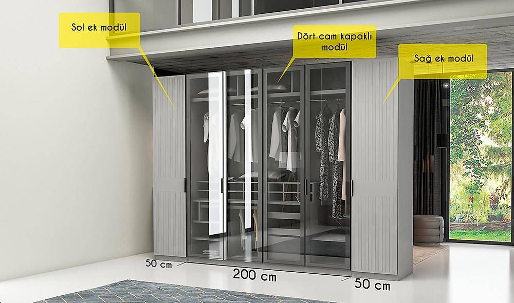 Milenyum Köşe Gardolap Kapaklı Gardırop