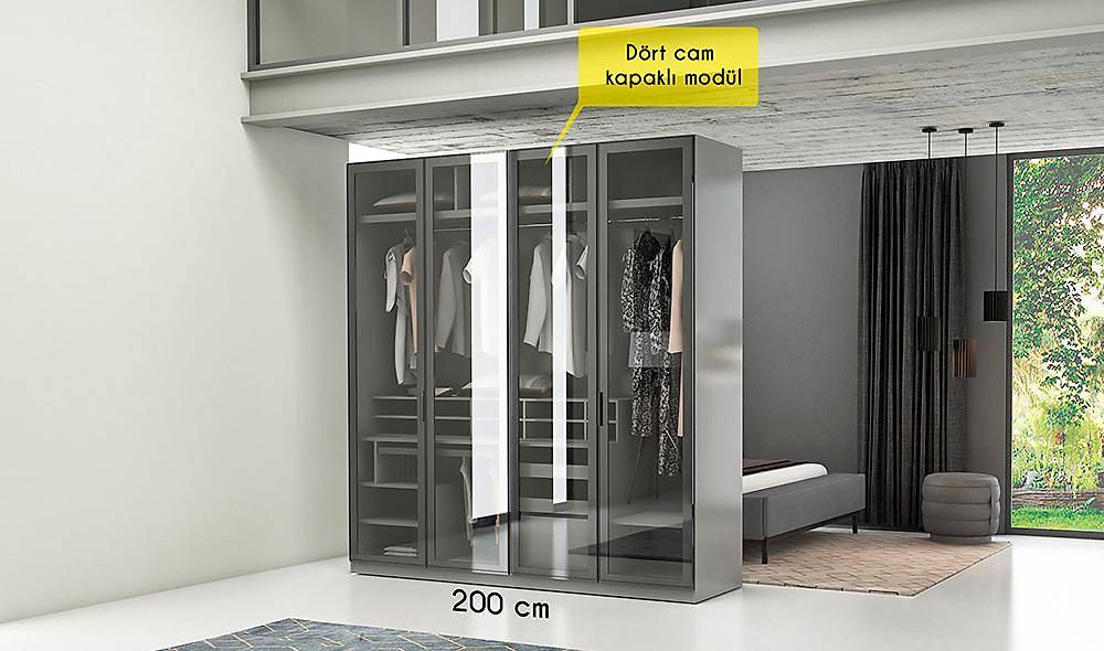 Milenyum Köşe Gardolap Kapaklı Gardırop