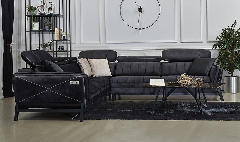 Esinti Gri Mekanizmalı Köşe Takımı Köşe Koltuk