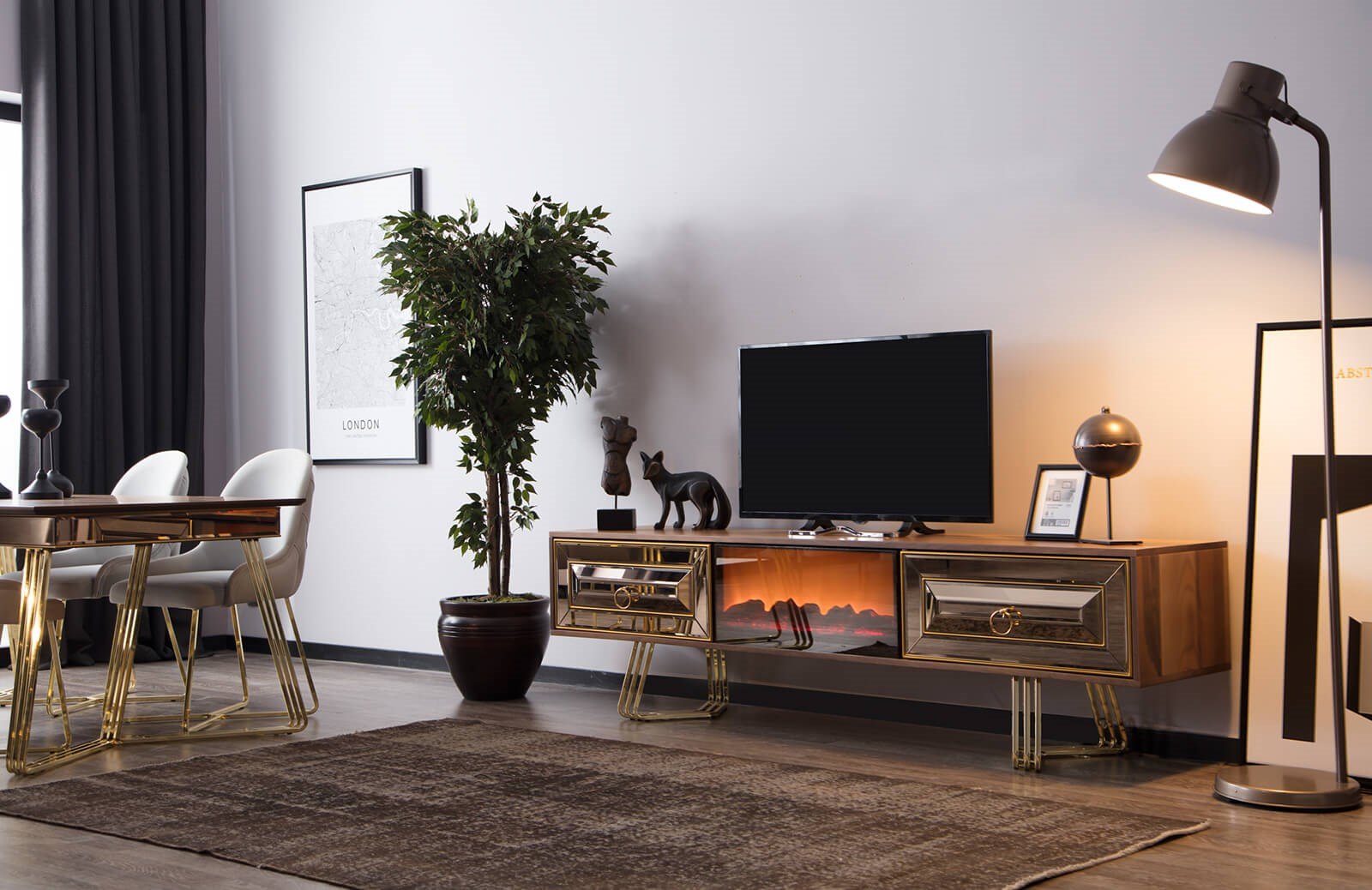 Begas Tv Ünitesi Şömineli TV Ünitesi