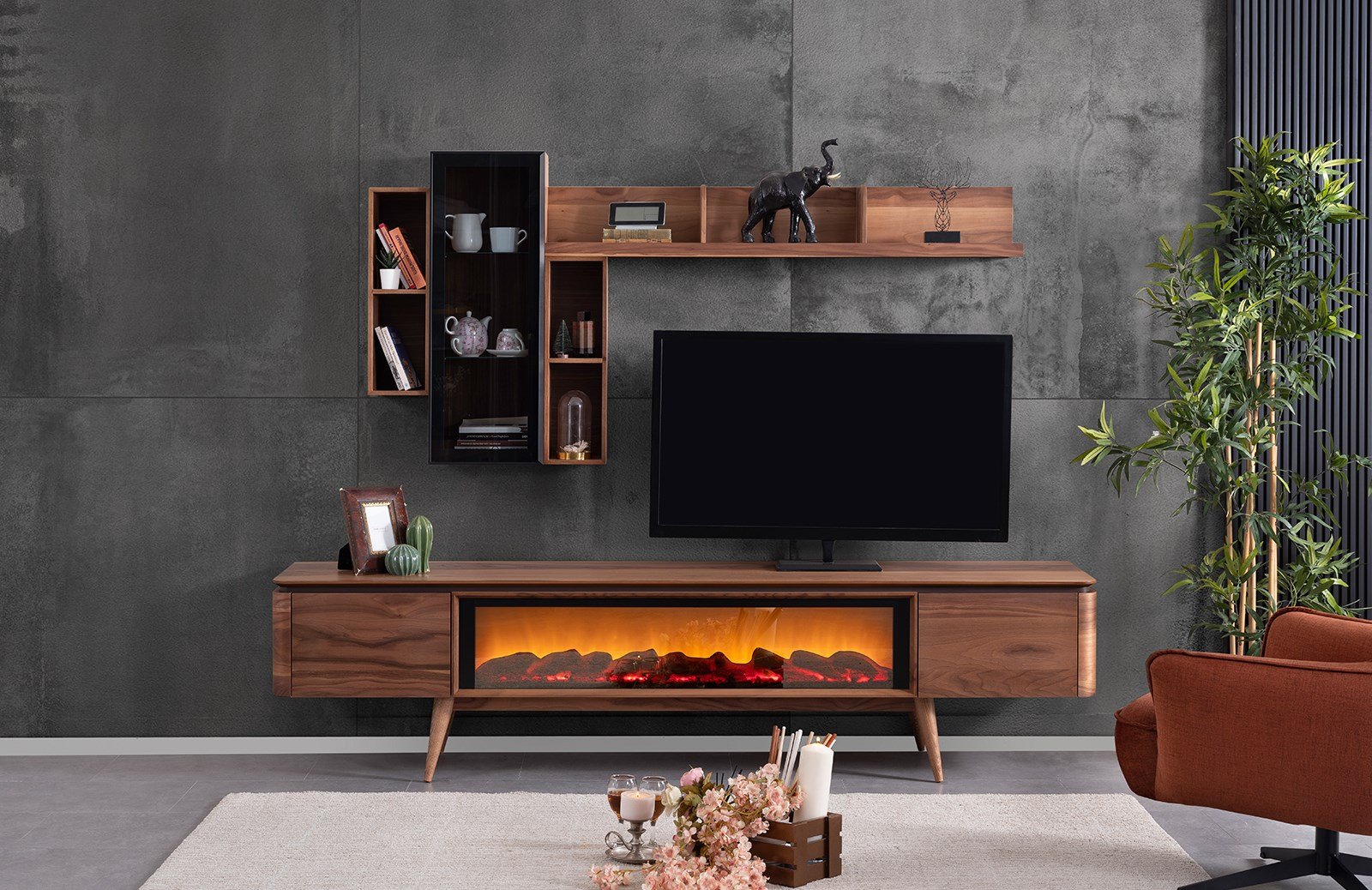 Arsey Tv Ünitesi Şömineli TV Ünitesi