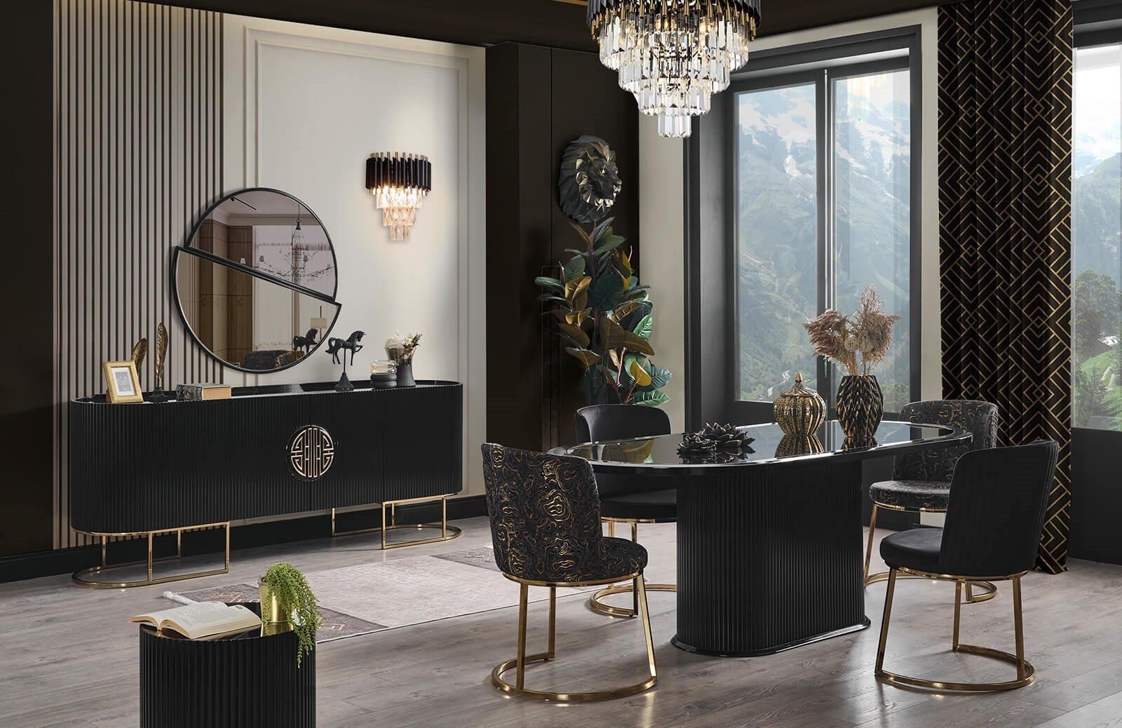 Morten Yemek Odası Takımı Black Yemek Odası