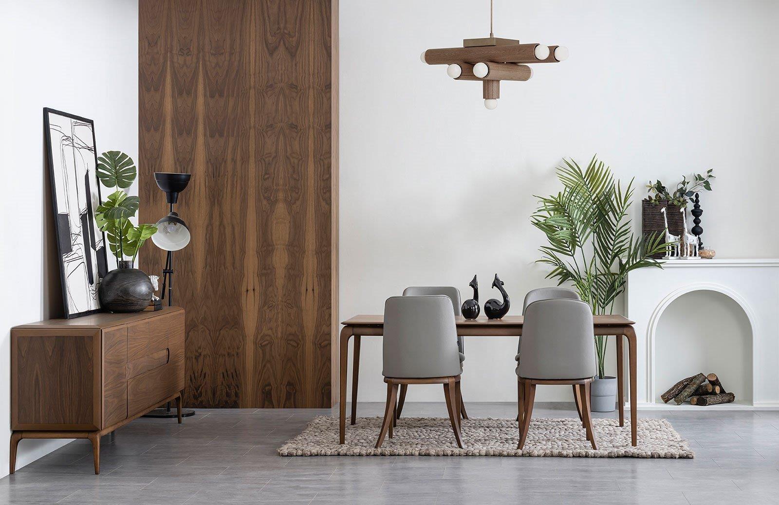 Sergio Yemek Odası Takımı Ceviz Yemek Odası