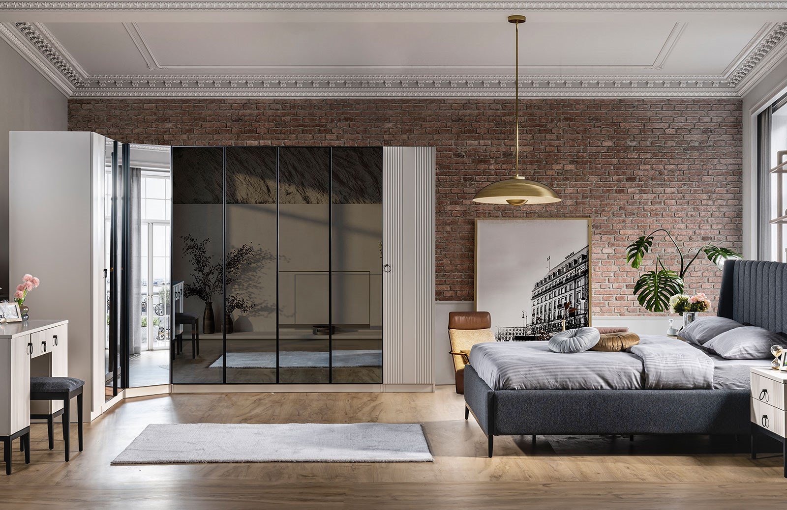 Bellamy Yatak Odası Takımı Köşe Dolaplı Giyinme Odası