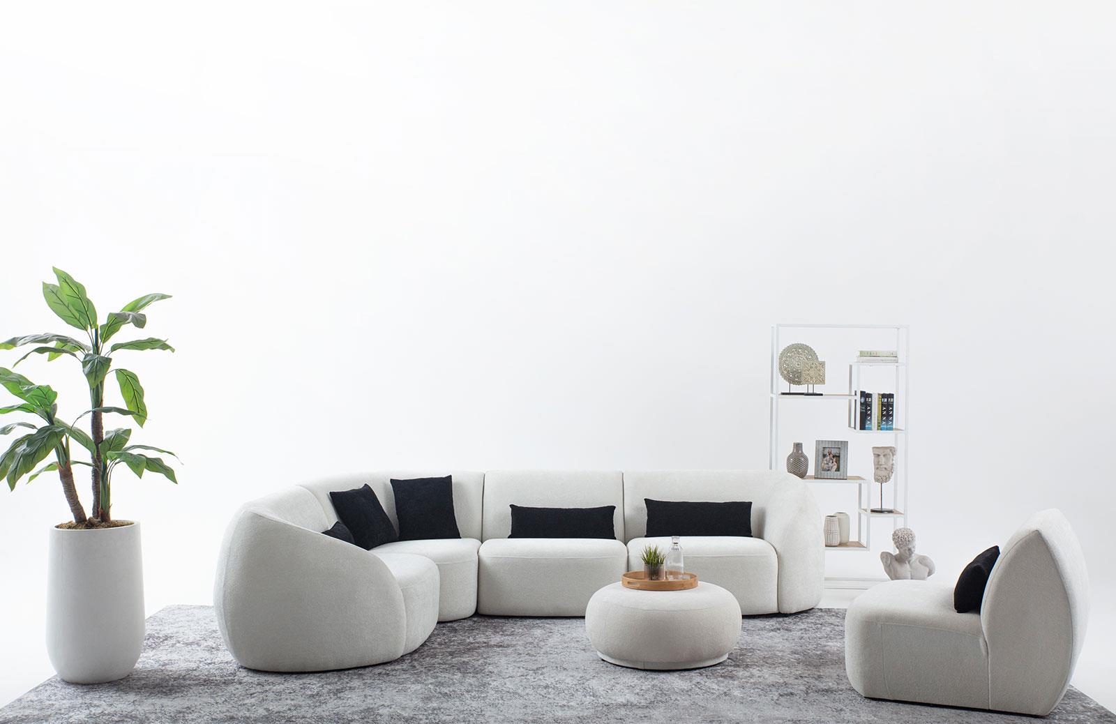 Mollie Teddy Köşe Takımı Puflu Köşe Koltuk