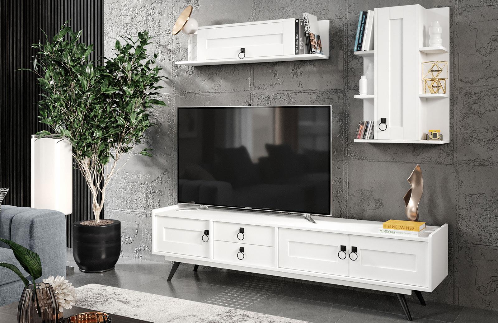 New Dobrev Tv Ünitesi Beyaz TV Ünitesi