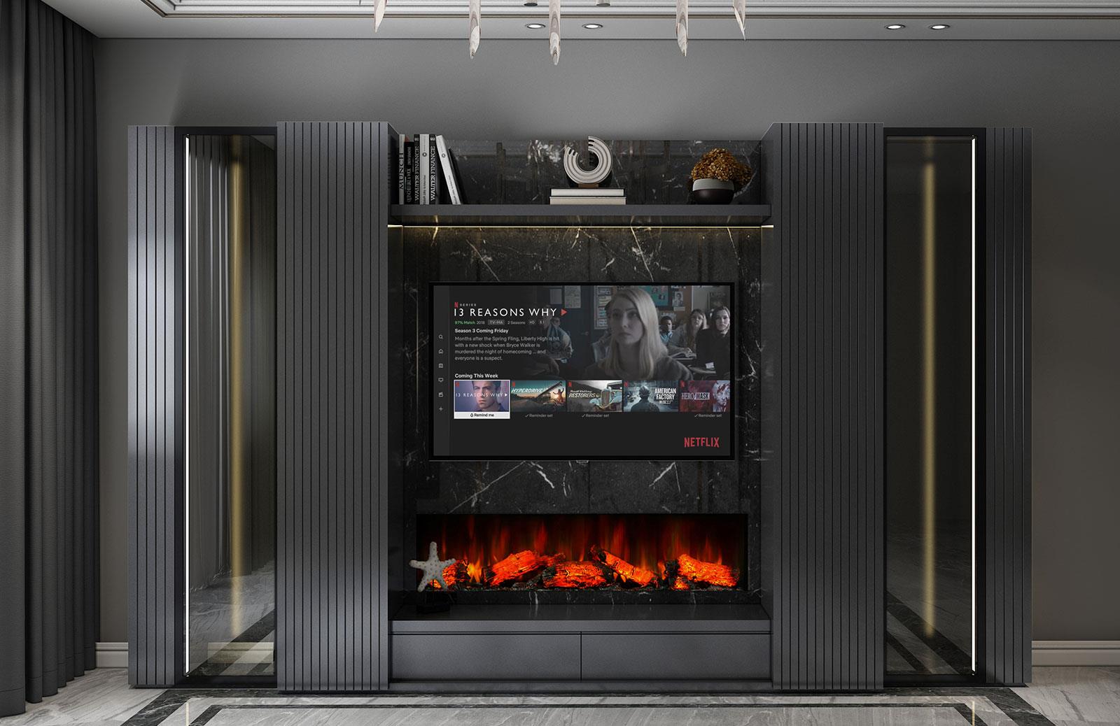 Arjin Duvar Ünitesi Şömineli TV Ünitesi