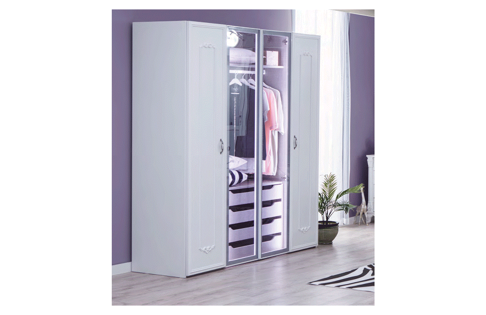 Mean 4 Kapaklı Dolap S-443 Genç Odası