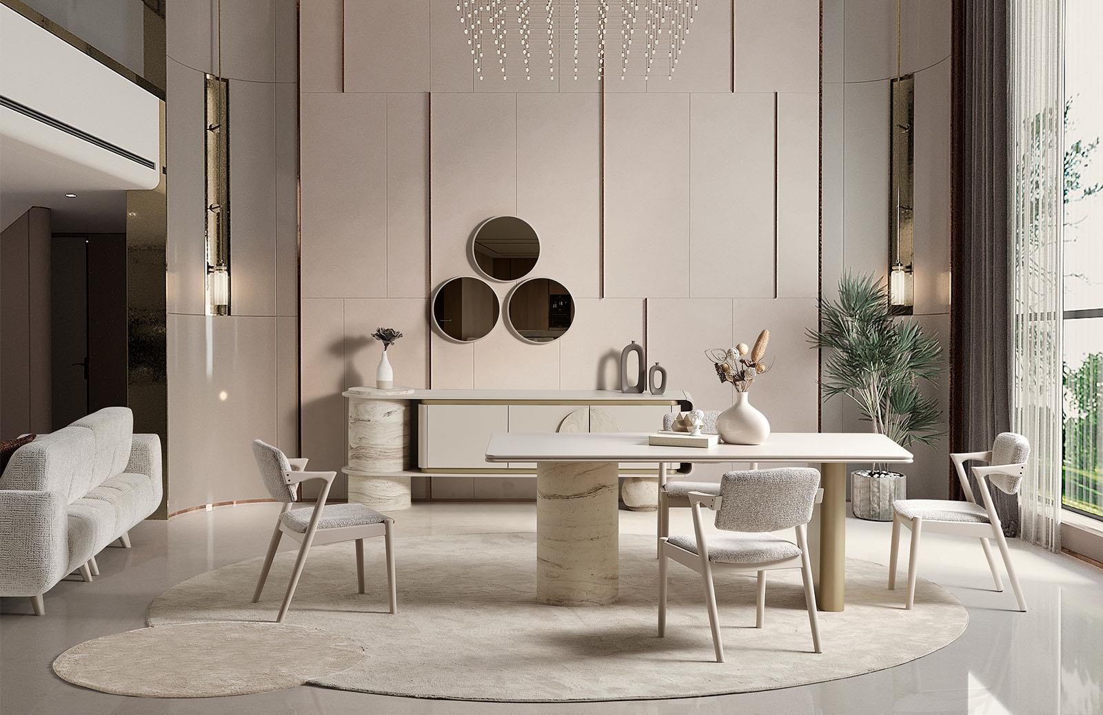 Land Traverten Yemek Odası Takımı Yemek Odası