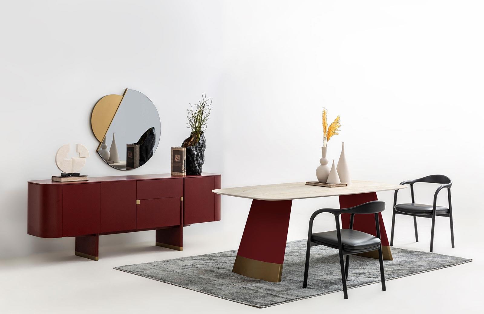 Riley Yemek Odası Takımı Bordo Yemek Odası