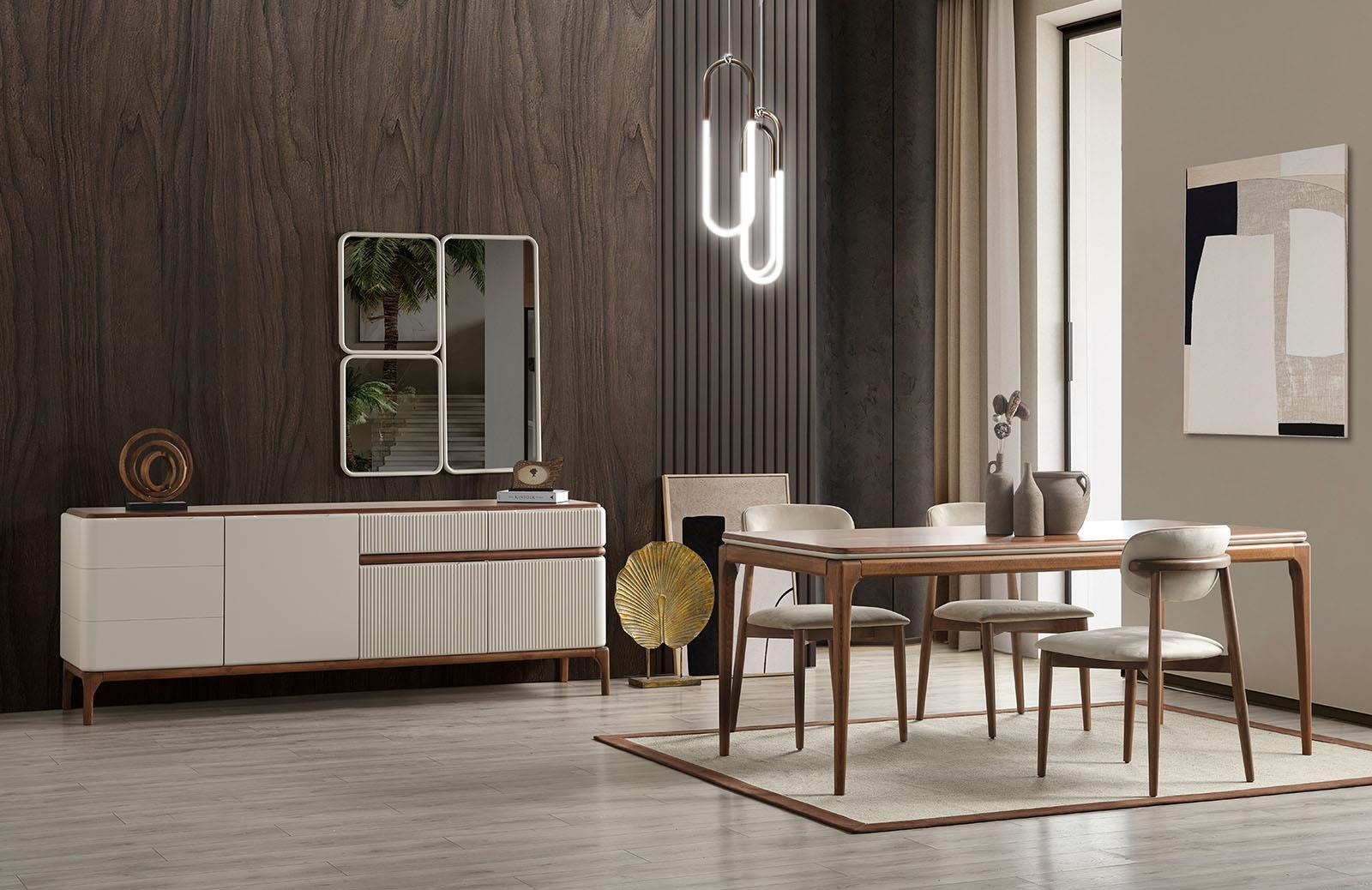 Marika Ceviz Yemek Odası Takımı Modern Yemek Odası