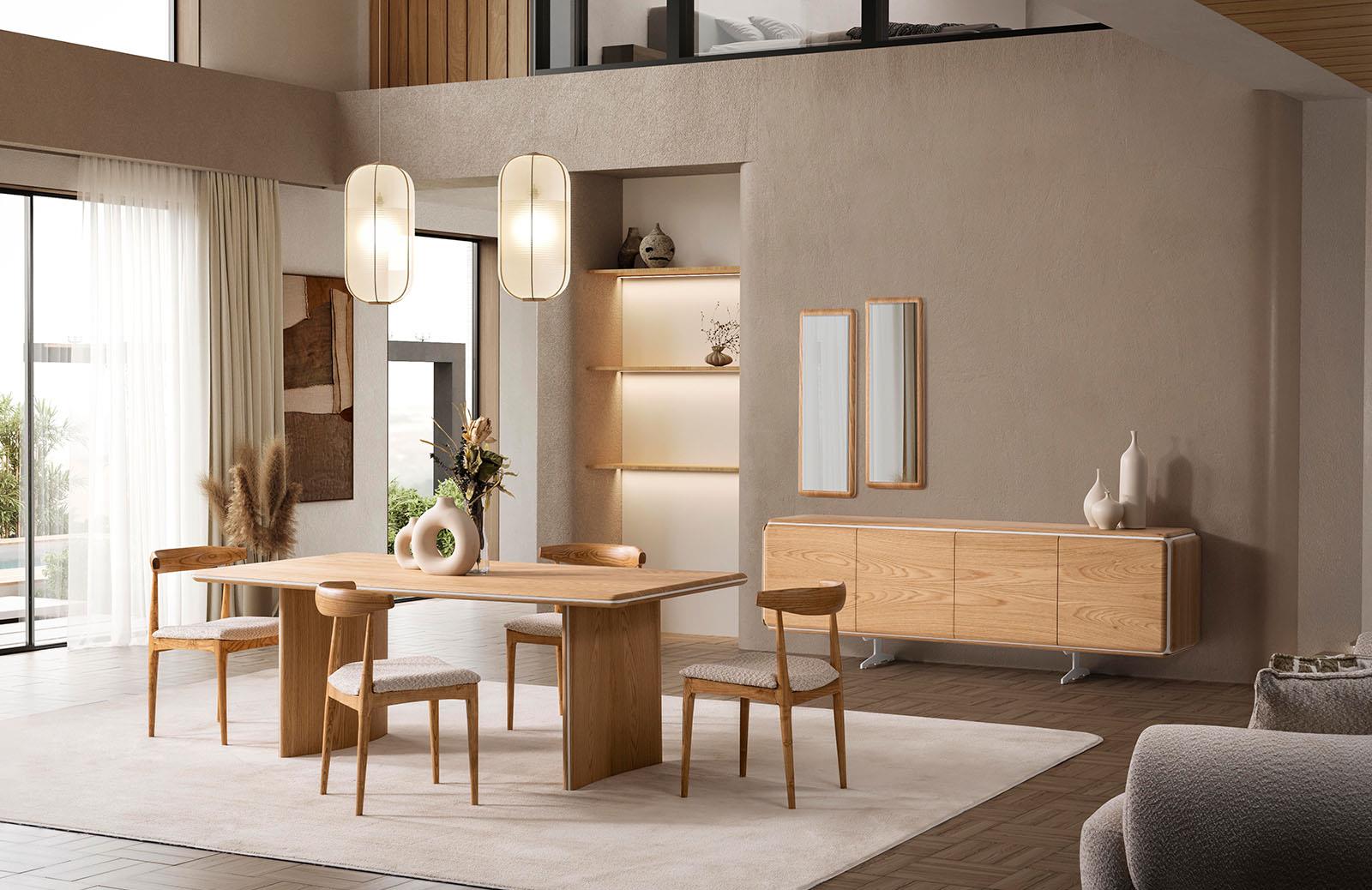 Florian Yemek Odası Takımı Meşe Modern Yemek Odası